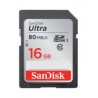 Tarjeta de memoria SD 16GB Sandisk Ultra 80 MB/s Clase 10