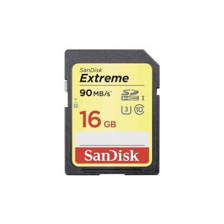 Tarjeta de Memoria SD 16GB SanDisk Extreme 90 MB/s Clase 10